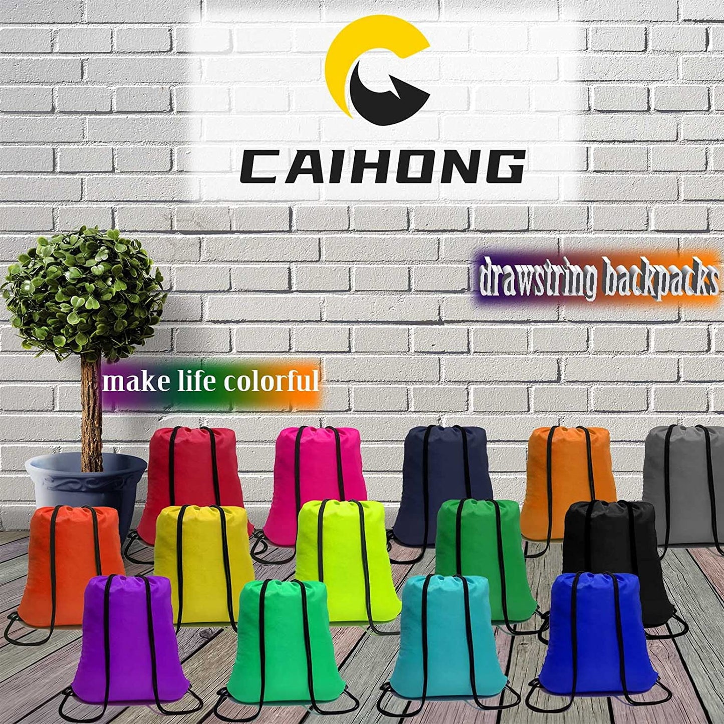 Drawstring Bags Bulk 100 Pcs Drawstring Backpack Bulk String Back Pack Gym Sport Bag for Women Draw String Bags Pack Nylon Cinch Bags, 20 Colors