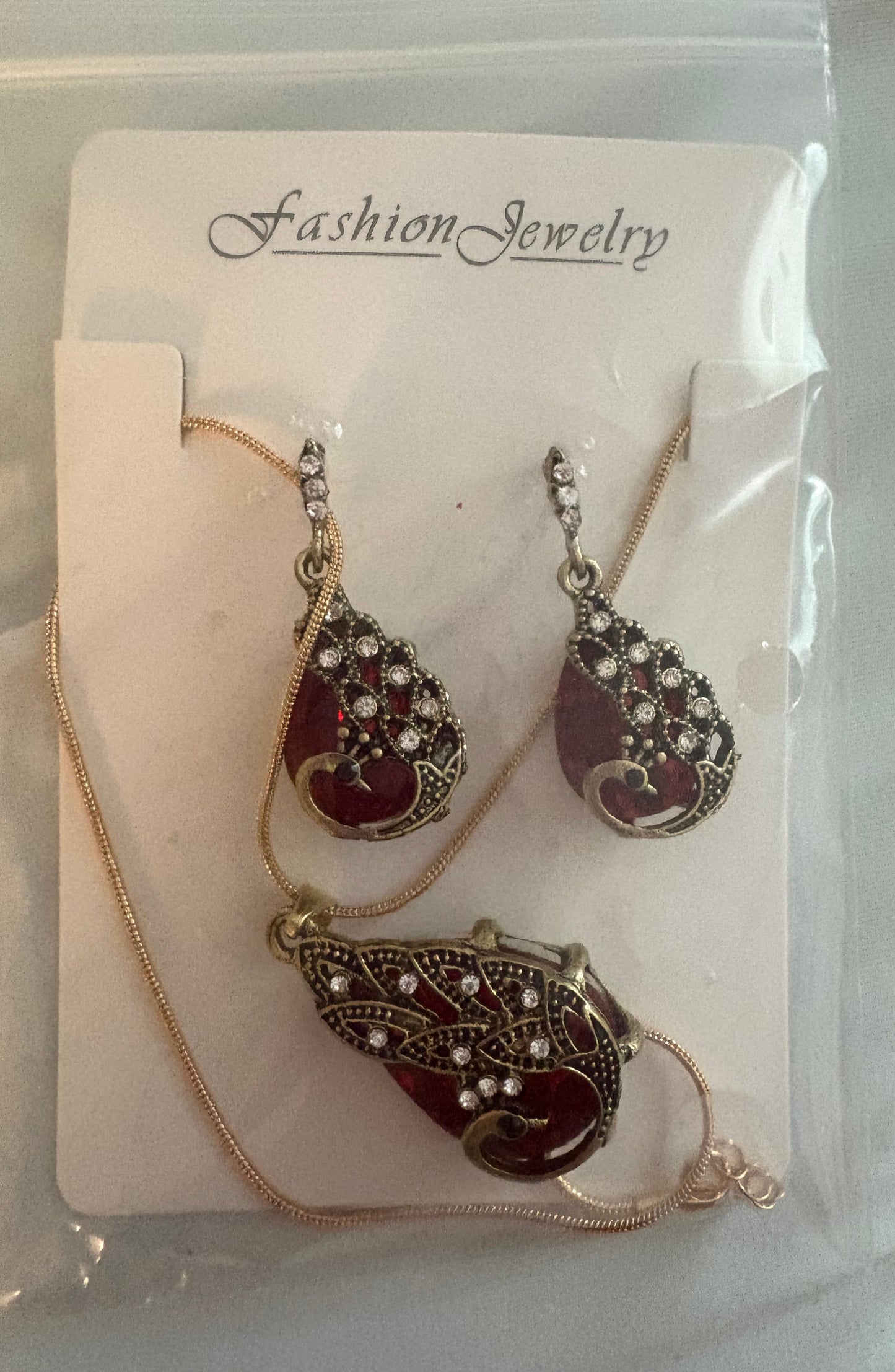 Red and Gold Jewelry Set