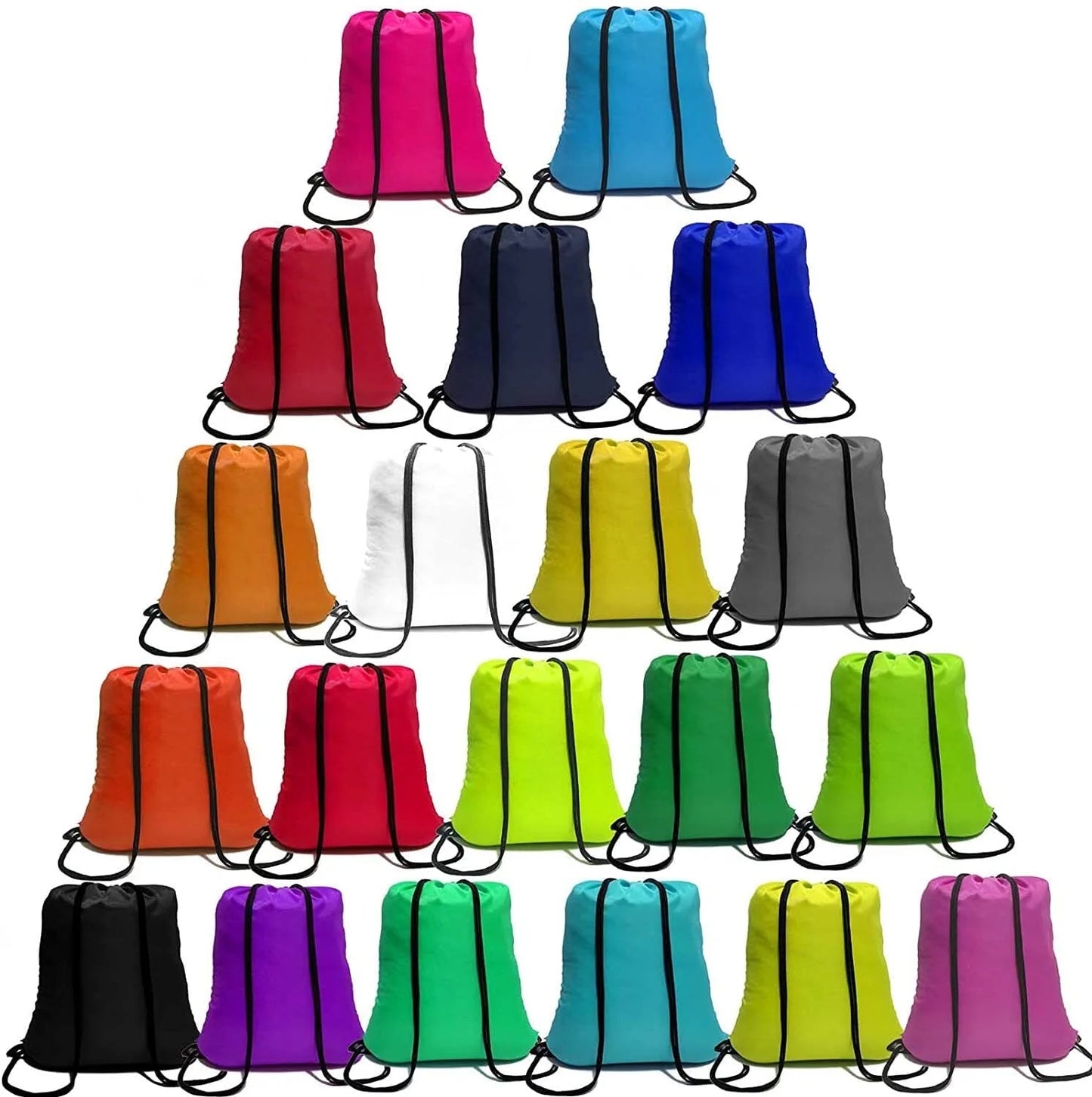 Drawstring Bags Bulk 100 Pcs Drawstring Backpack Bulk String Back Pack Gym Sport Bag for Women Draw String Bags Pack Nylon Cinch Bags, 20 Colors