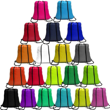 Drawstring Bags Bulk 100 Pcs Drawstring Backpack Bulk String Back Pack Gym Sport Bag for Women Draw String Bags Pack Nylon Cinch Bags, 20 Colors